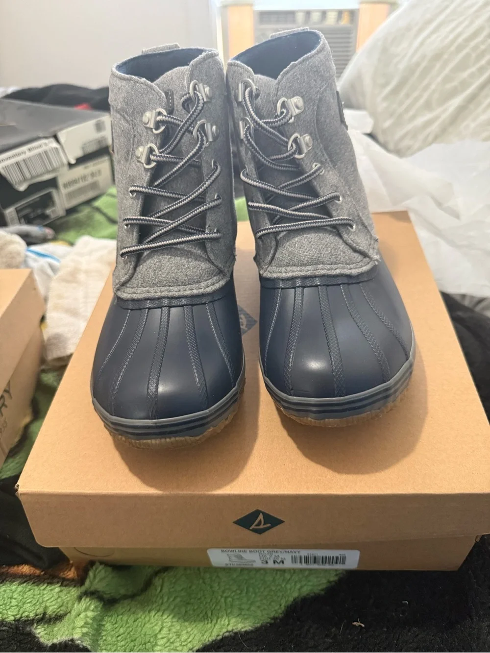 Gray and Navy children Duck Boot - Waterproof Winter Ankle Boots